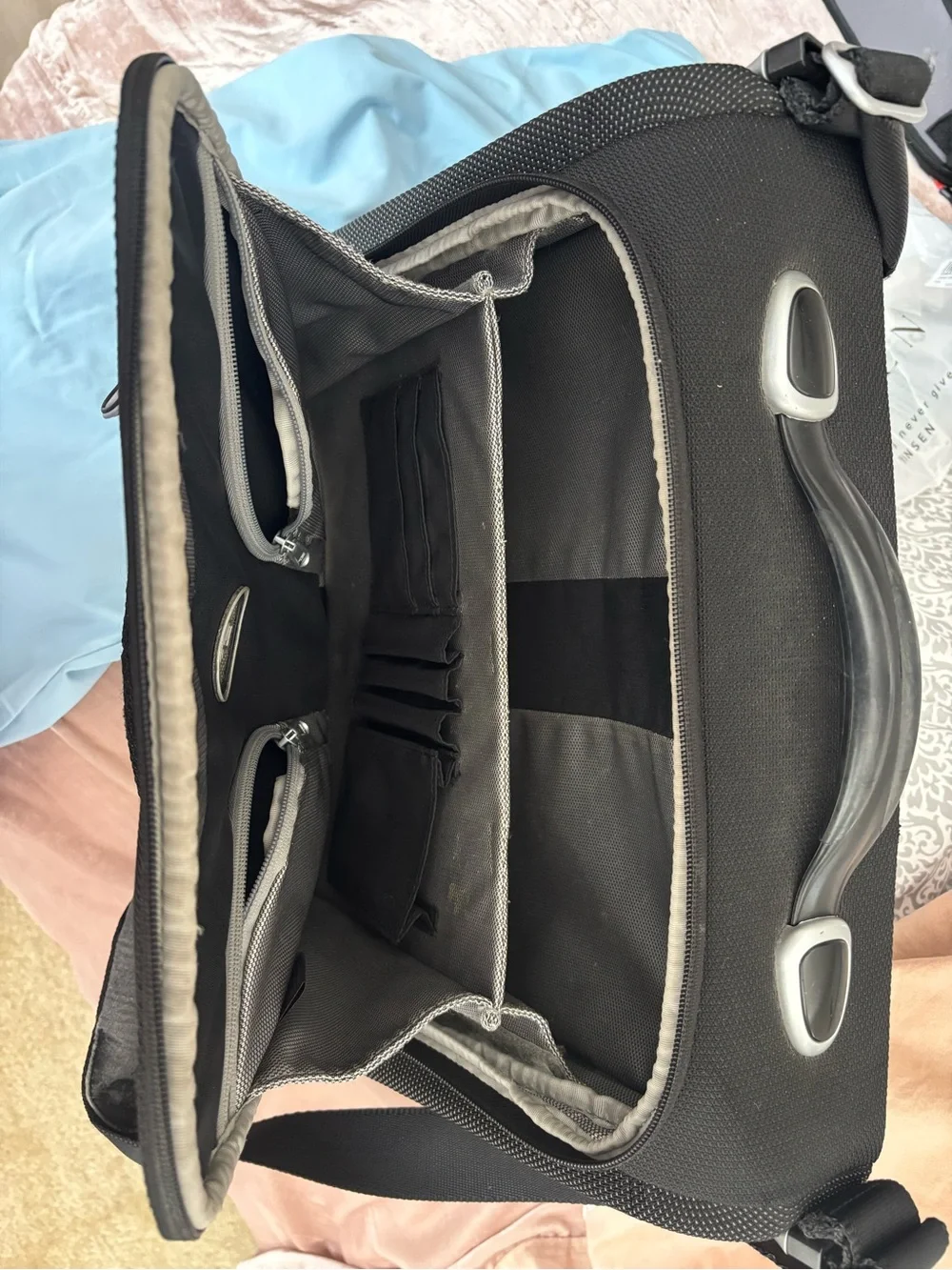 Tumi Black Nylon Laptop Briefcase with Silver Accents